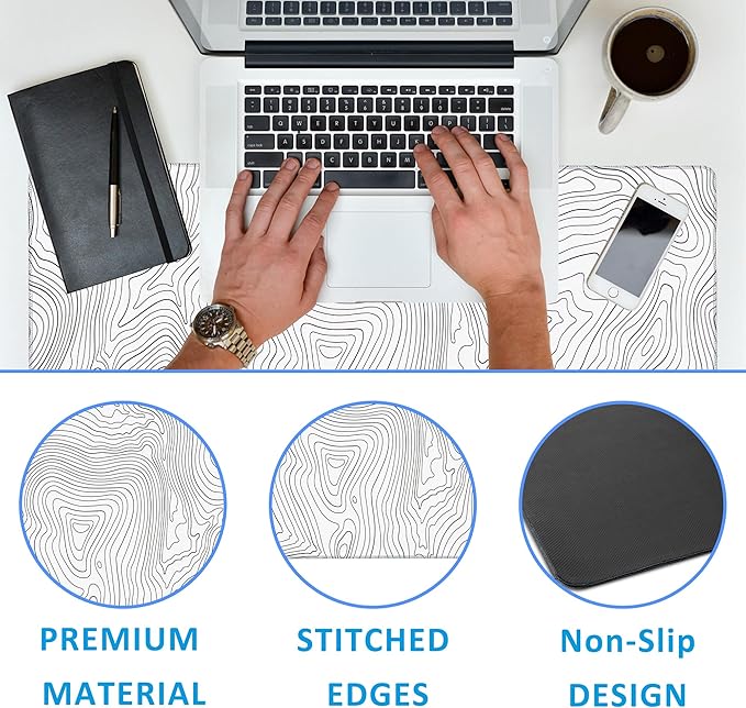 EOBKLAX Mouse Pad, Topographic Line Desk Mat - Image 3