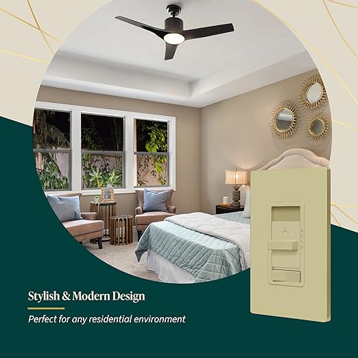 TOPGREENER Kalide Light Switch and 3-Speed Ceiling Fan Control Combo, in Wall - Image 6