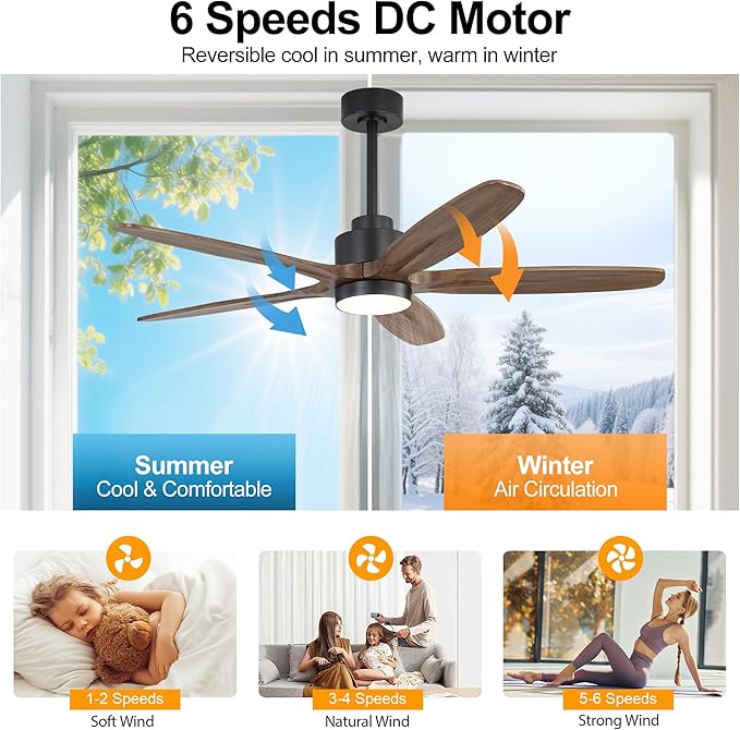 WINGBO 54" Ceiling Fan with Light - Image 6