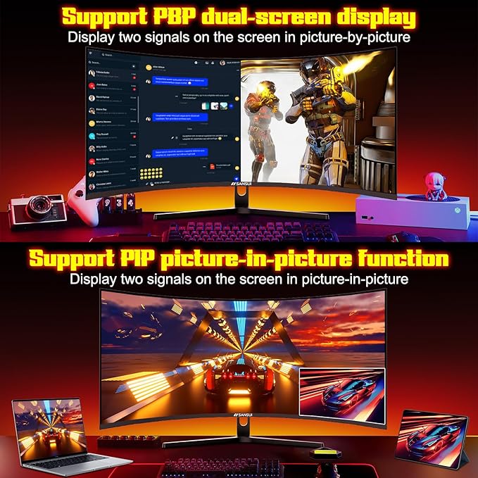 SANSUI 34 Inch 240Hz Ultrawide Curved Gaming Monitor UWQHD 3440×1440, 21:9 2K - Image 8