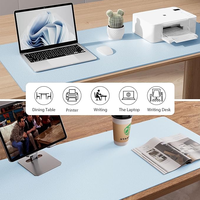 Aothia Leather Desk Pad Protector, Mouse Pad, Office Desk Mat, Non-Slip PU - Image 5