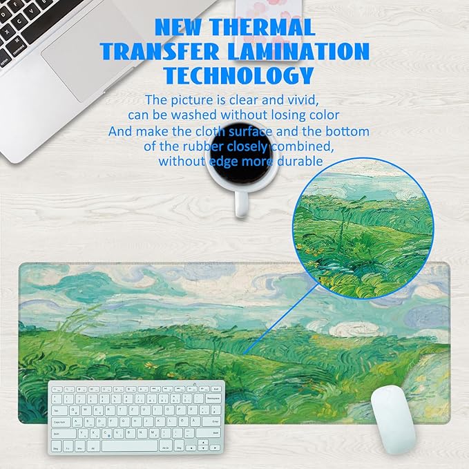 Desk Mat, Field Landscape Oil Painting Extended Gaming Mouse Pad Large - Image 3