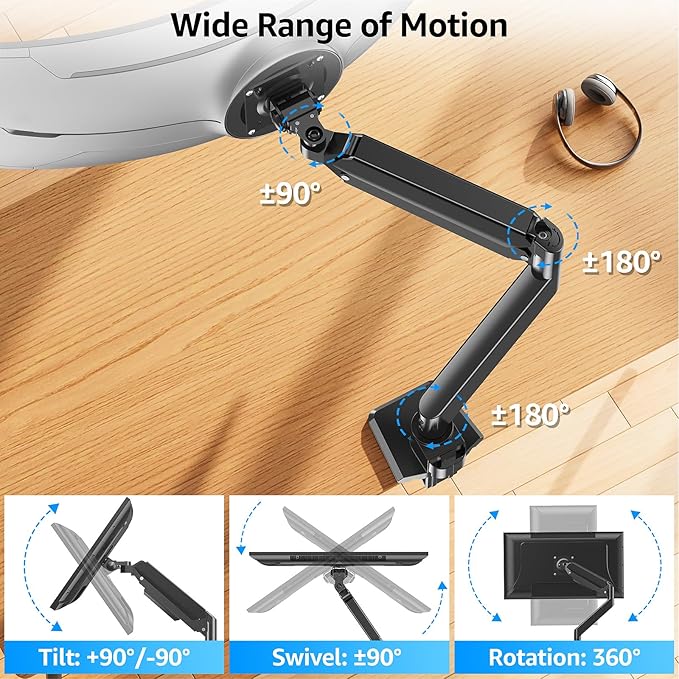 MOUNTUP Heavy Duty Monitor Arm for 49 inches, 44 lbs Curved Screens, Ultrawide - Image 5
