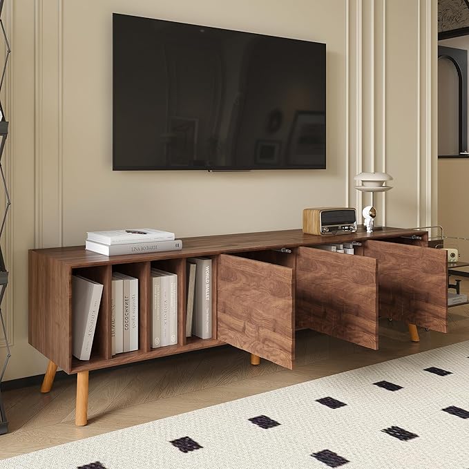 Virubi Mid-Century Modern TV Stand, Entertainment Center - Image 2