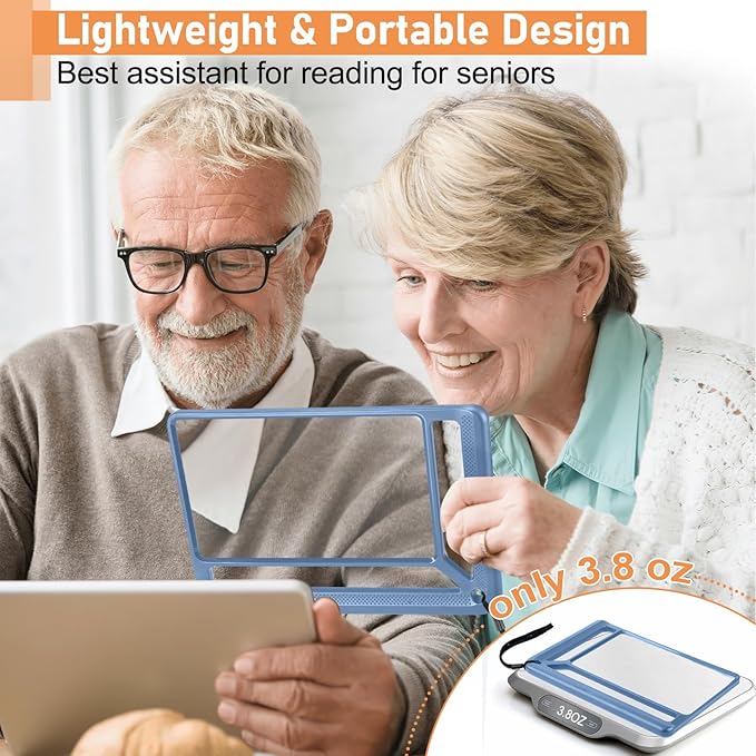 5X Full Page Magnifying Glass for Reading, Lightweight Rectangular Magnifier - Image 6