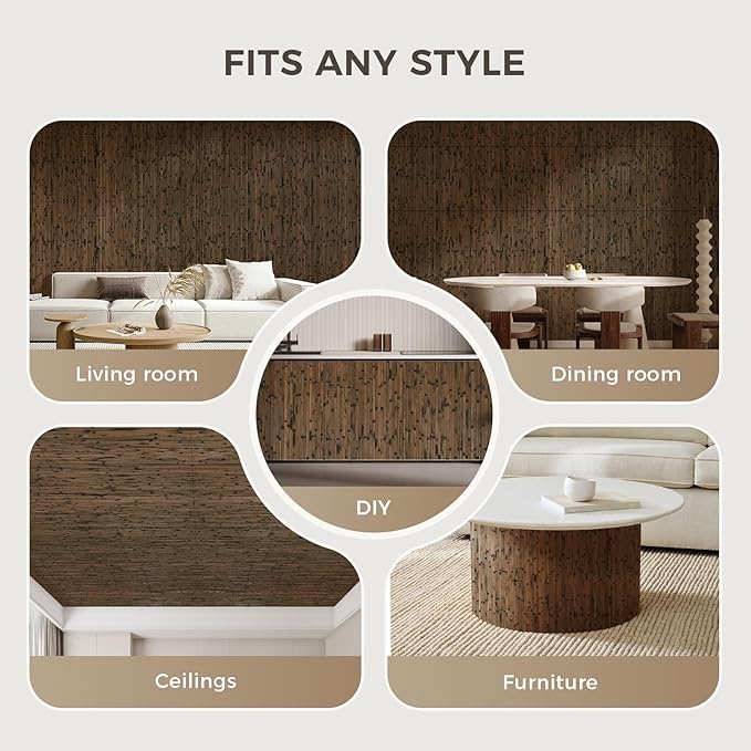 OUZUGIE 1 Pack 96x24 Inch Natural Bamboo Wall Panel – Brown Burned Pole Wrap - Image 4