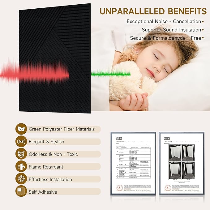 Autorific Acoustic Wall Panels, 6 Pack Total Size 72 x 48 Inches, Self-Adhesive - Image 2
