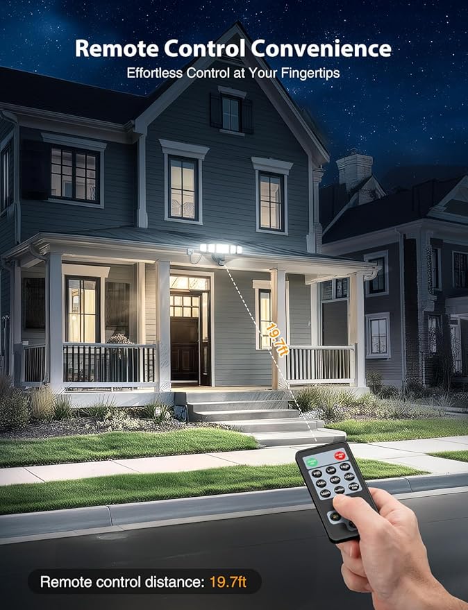 Onforu 5000LM Motion Sensor Outdoor Lights Plug in, 5 Head Motion Sensor Flood - Image 3