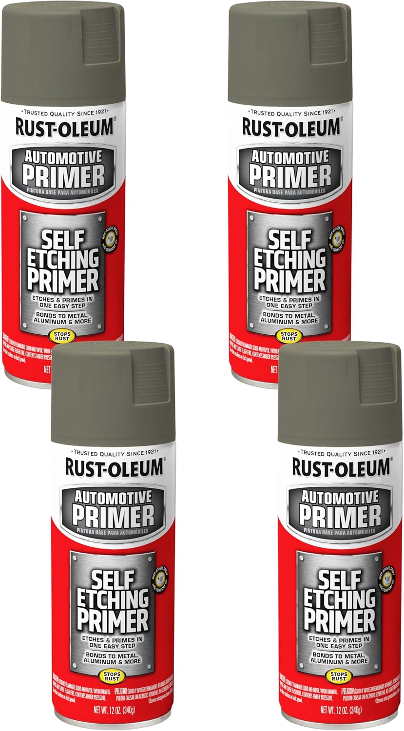Rust-Oleum 249322 Automotive Self Etching Primer Spray Paint, 12 oz, Dark Green (Pack of 4)