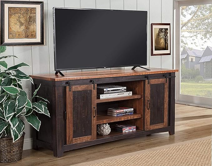 Martin Svensson Home Santa Fe Solid Wood TV Stand, Antique Black and Aged - Image 6