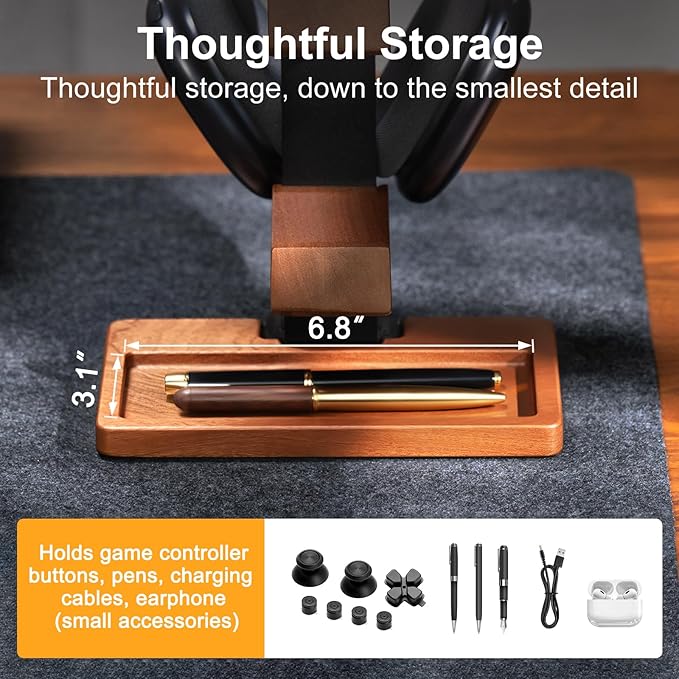 HUMANCOZY Solid Wood Controller Holder and Headphone Stand, Gaming Controller - Image 5