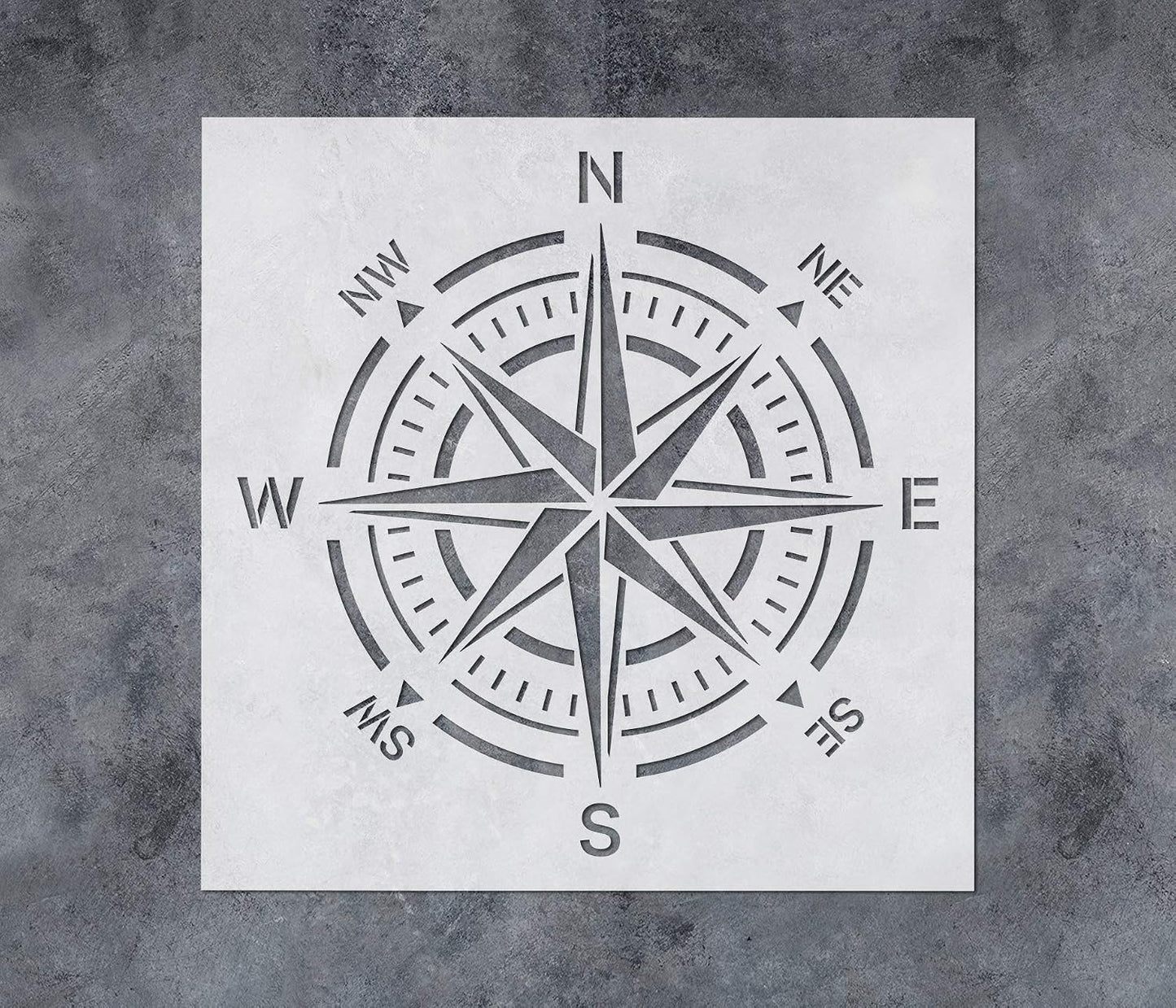 GSS Designs Compass Stencil Large 12x12 Inch Wall Stencil - Reusable Compass Rose Stencil for Painting on Wood Walls Concrete Floor - Mylar Stencil for Walls (SL-116)