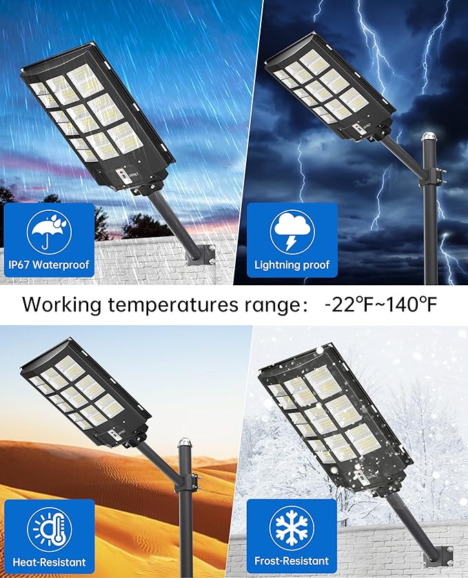 JAYNLT Y-3600W Solar Street Lights Outdoor, 360000LM 6500K Parking Lot Lights - Image 5