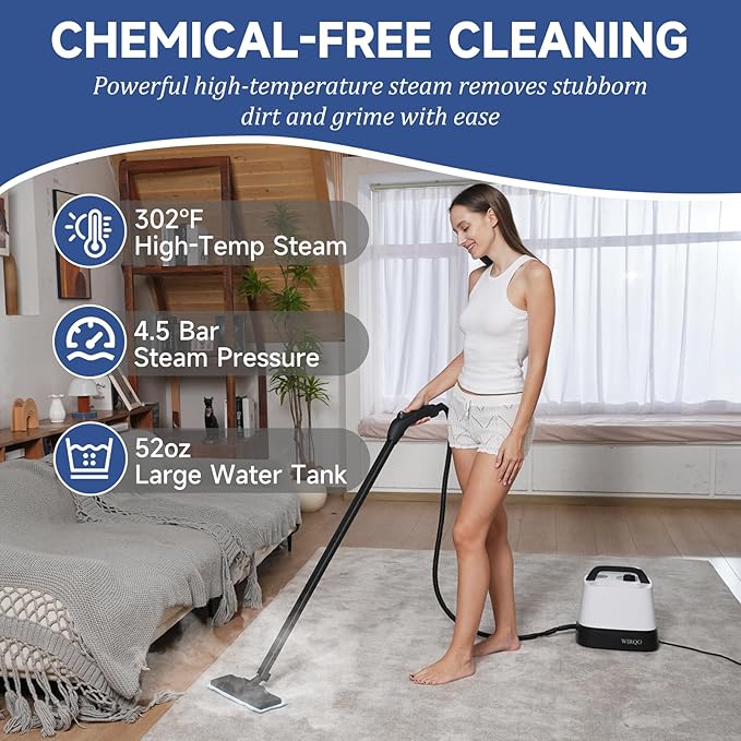 Steam Cleaner with 24-Piece Attachments, Upholstery, Oven Grease, 1.5L Tank - Image 2