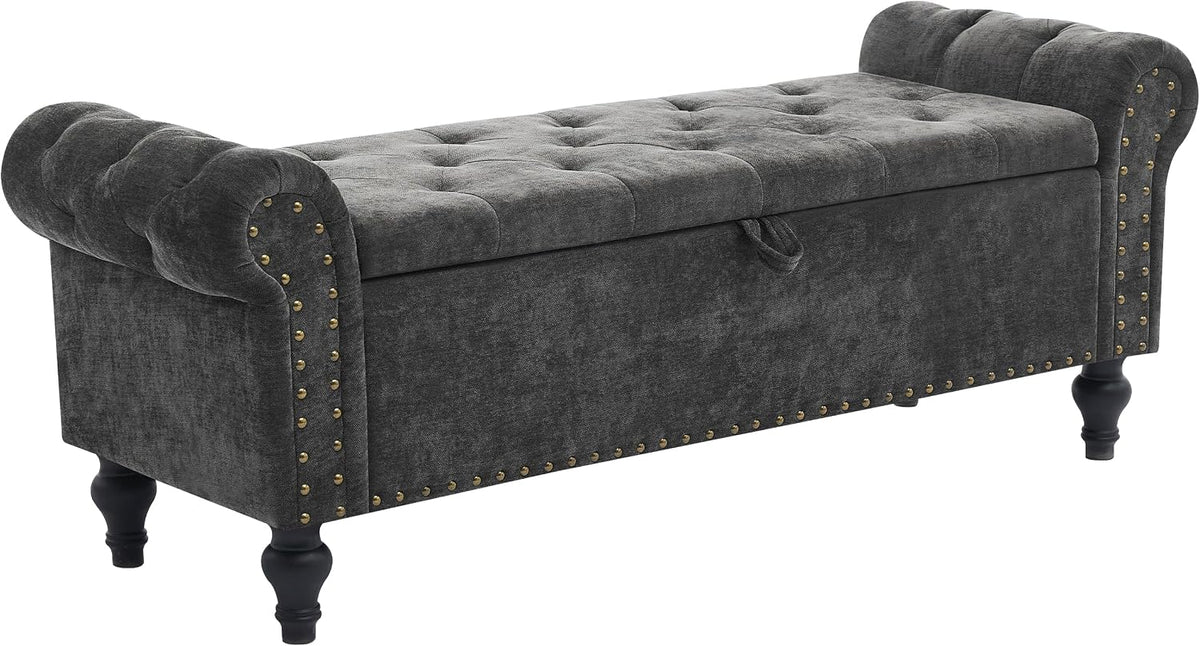 51" storage bench for bedroom, upholstered ottoman bench, main product view