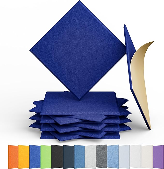 Amantech 12 Pack Acoustic Panels Self Adhesive Sound Proof Foam, High Density by Amantech