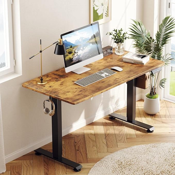 Veken 55 Inch, Height Adjustable Sit Stand Up, Wood Desktop, Work Home Office - Image 2