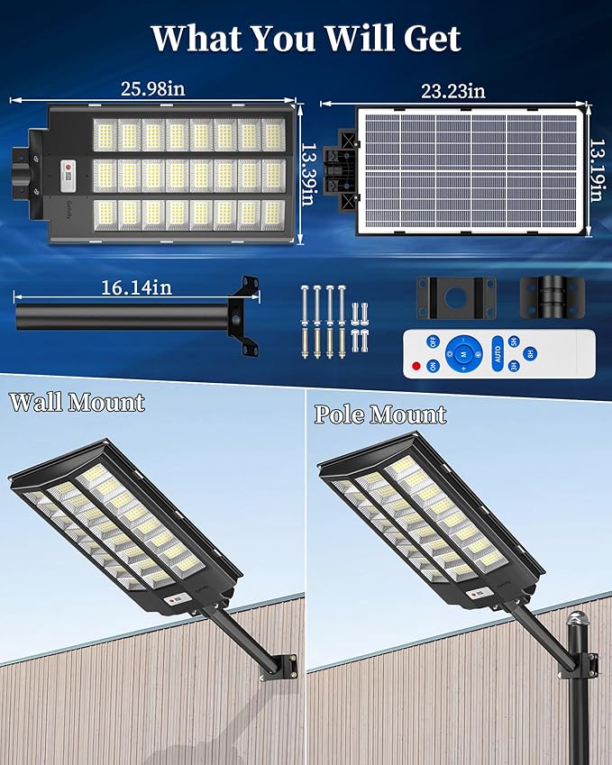 Gefolly SL-9600W Solar Street Light Outdoor 780000LM Wide Angle Commercial - Image 6