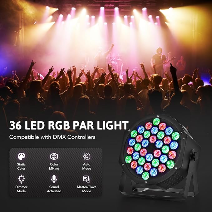 CO-Z 36 LED Stage Lights, RGB Par Lights - Image 2