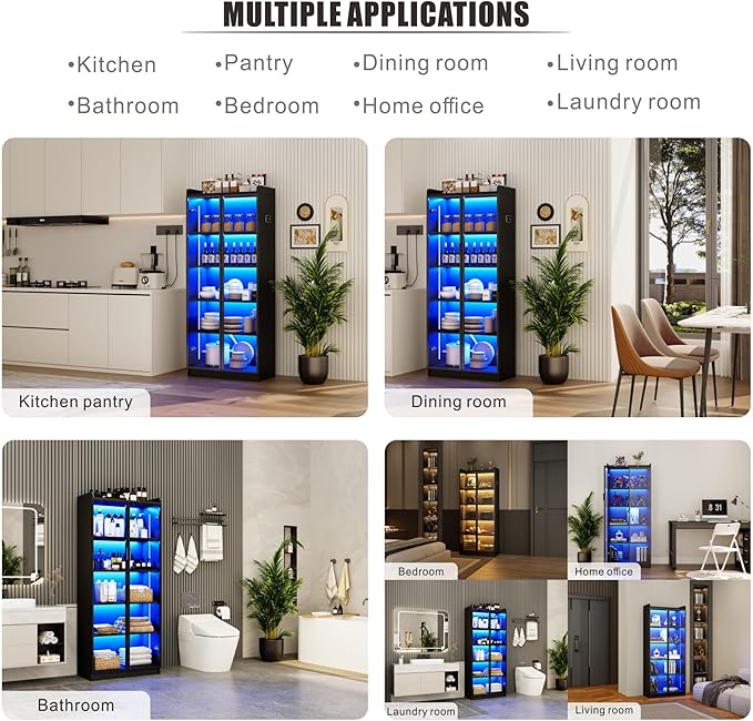Dystler Display Cabinet with Adjustable Shelves, 5 Tier Display Case - Image 7