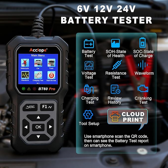 Acclope BT60 Pro Car Battery Tester, Digital Analyzer - Image 5