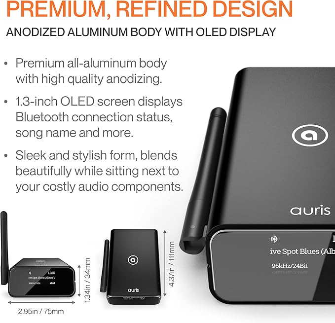 Auris Blume Pro HiFi Bluetooth 5.3 Music Receiver Long Range Bluetooth Adapter - Image 7