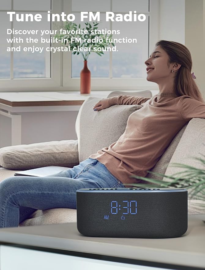 Odokee Wireless Charging Alarm Clock Radio: Qi Certified Fast Wireless Charger - Image 5