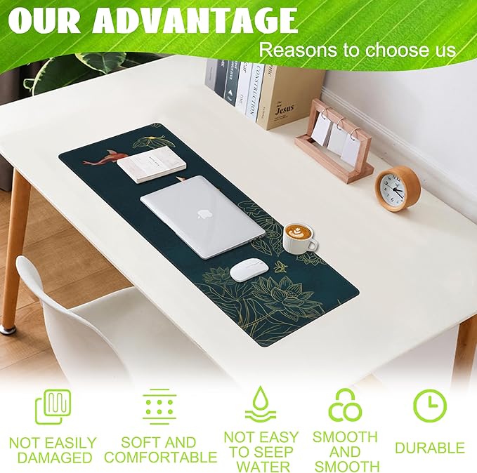 Eflxamz Large Gaming Mouse Pad, Koi Fish Ink Painting Desk Mat, Extended Big - Image 4