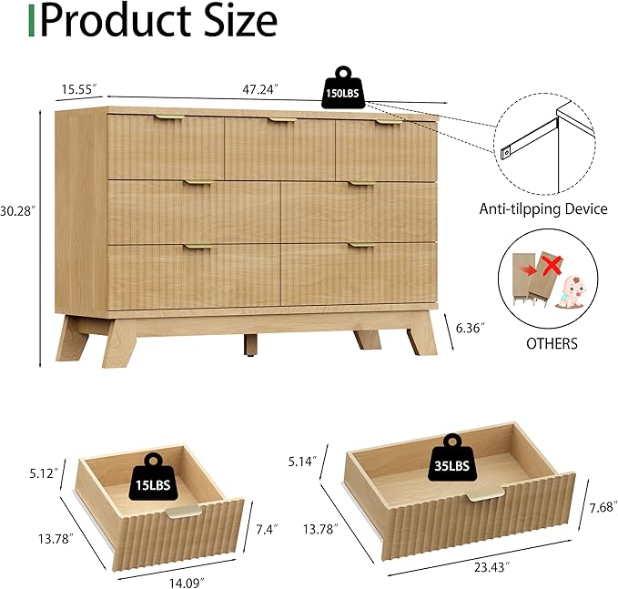 Fluted Dresser for Bedroom - Image 2