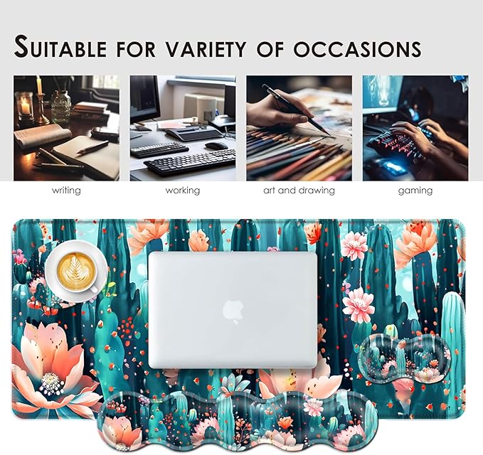 BFUKVOU Large Keyboard Mouse Pad Set, Extended Mouse Pad+Keyboard Wrist Rest - Image 7