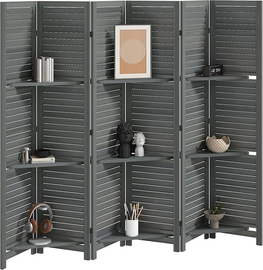 HOMCOM Room Divider, 6 Panel 67" Tall Wood Privacy Screen by HOMCOM