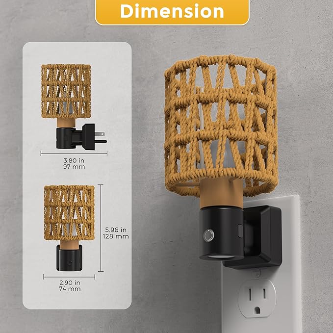 L LOHAS LED Night Lights Plug into Wall, 2 Pack Cylindrical Ironwork Boho - Image 4
