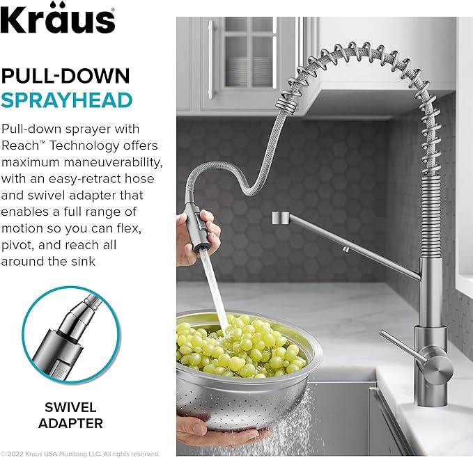 KRAUS Oletto 2-in-1 Commercial Style Pull-Down Single Handle Water Filter - Image 9