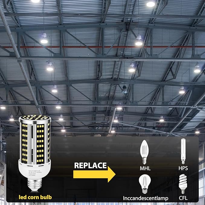 35W LED Corn Light Bulb 2 pack, Commercial Grade Daylight 5000K E26/E39 5000LM - Image 4