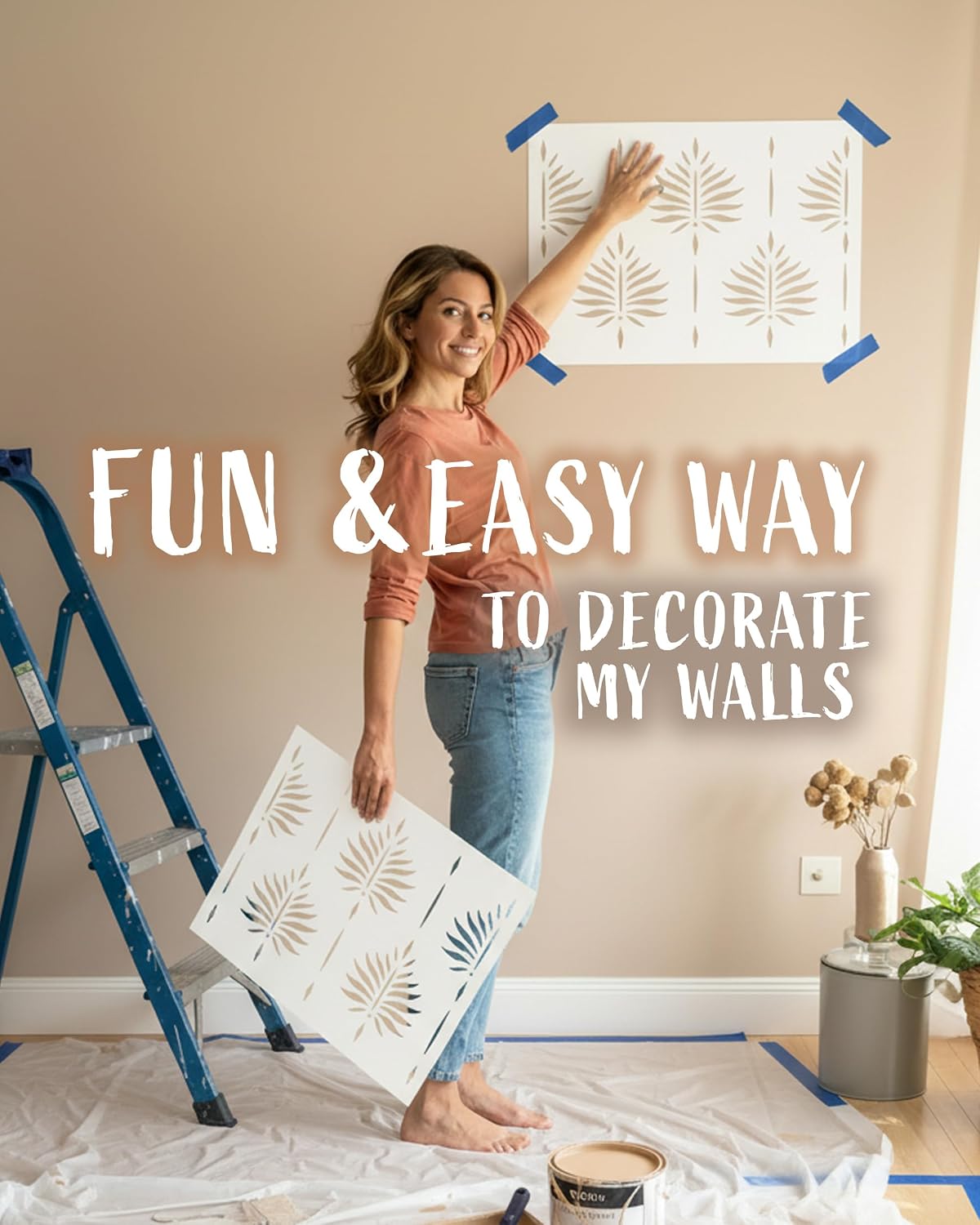 STENCILIT® Fern Wall Stencil for Painting - 2 Pack of 17 x 22.5 in Stencil, Wall Stencils for Painting Large Pattern, Modern Large Wall Stencils