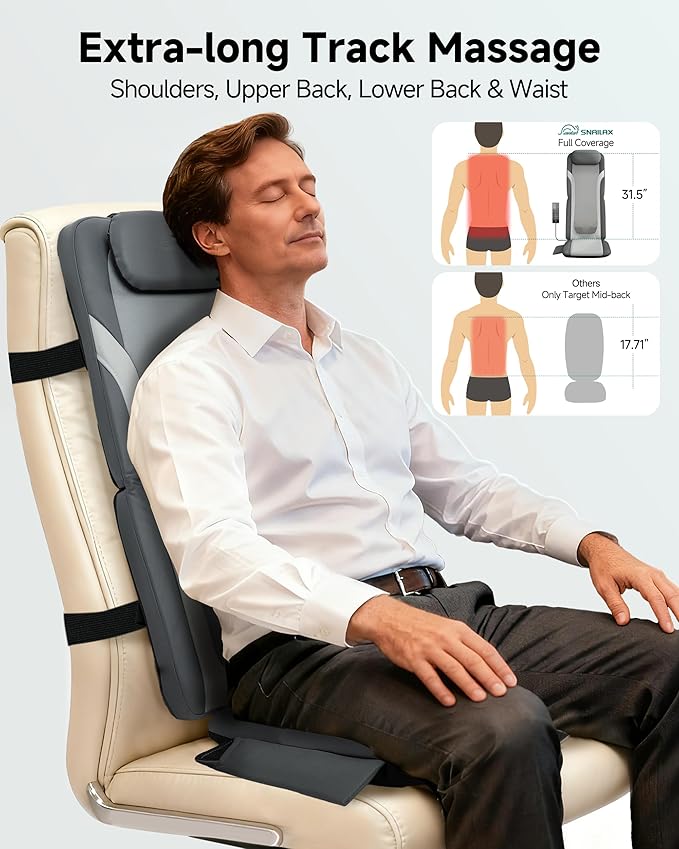 Snailax Gifts for Men Women Chair Back Massager for Full Back Pain Relief Deep - Image 2