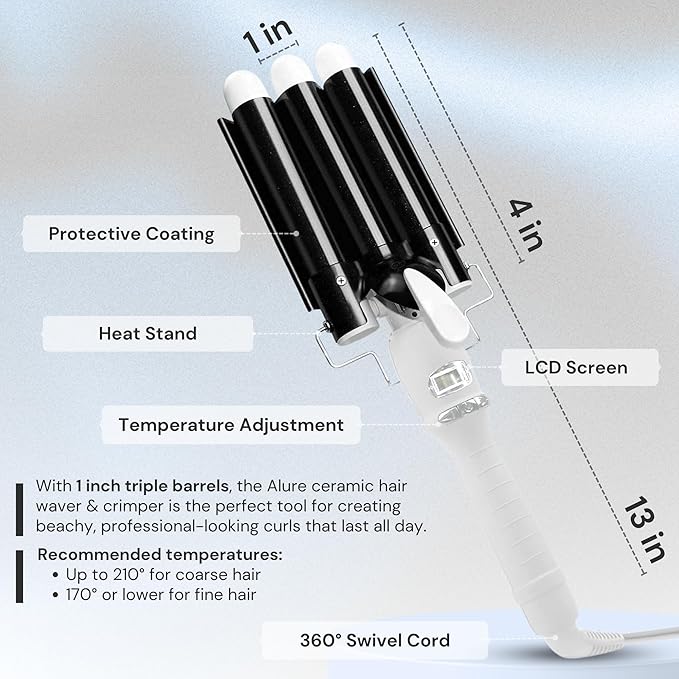 Alure Three Barrel Curling Iron Wand Hair Waver - Image 6
