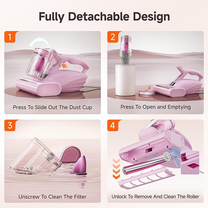 uwant Bed Cleaner with 16Kpa Suction Metal Roller 253.7nm Uv-c Light Mattress - Image 5