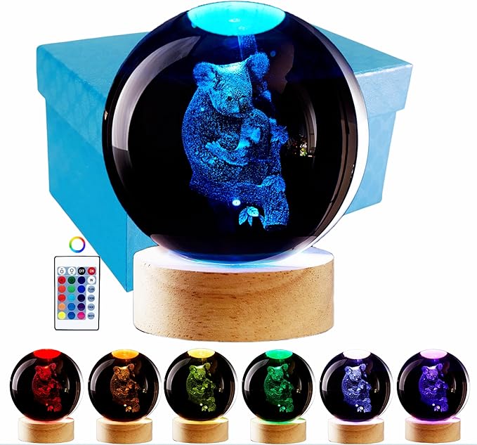 Conalisk 3D Koala Crystal Ball Lamp, Lifelike Bear Crystal Night Light by Conalisk