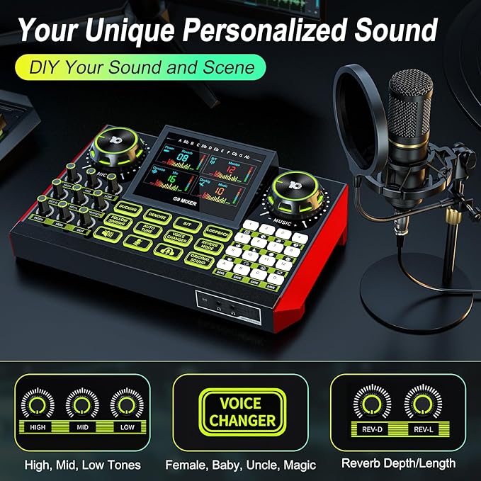 Podcast Microphone Bundle with Live Sound Card Audio Mixer, Podcast Equipment - Image 3