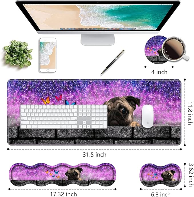Ergonomic Keyboard Wrist Rest & Mouse Pad Wrist Rest Set, Large XXL Gaming Desk - Image 2