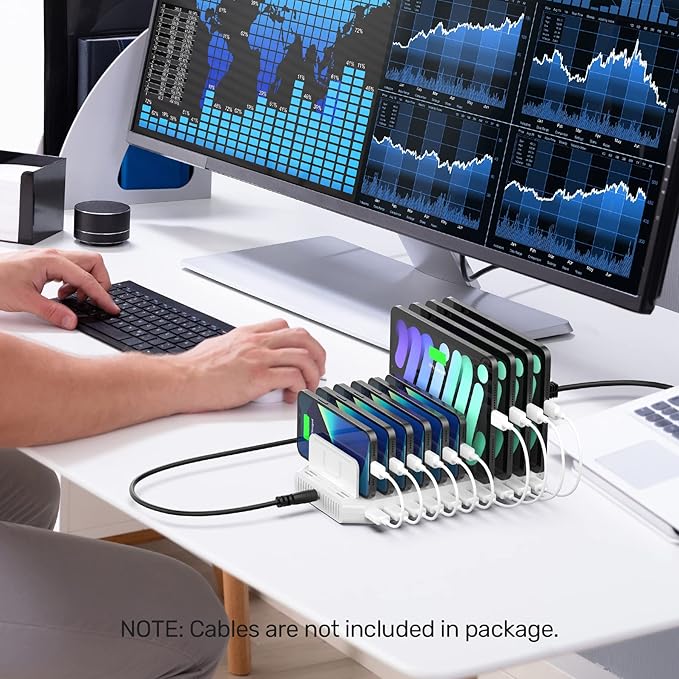 iPad Charging Station, Unitek 96W 10-Port USB Charging Dock Hub - Image 5