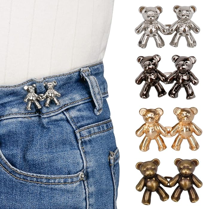 TOOVREN Cute Bear Button Pins for Jeans, No Sew and No Tools Instant Pant Waist - Image 8