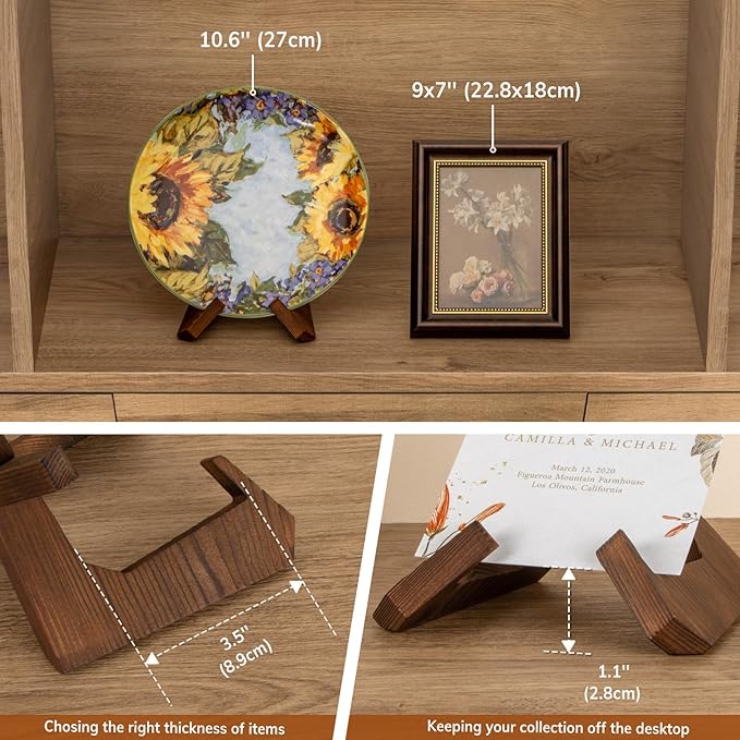 ANBOXIT Bowl Stands for Display, 3 Pack 4.5 Inch Plate Holder, Wooden Easel - Image 3
