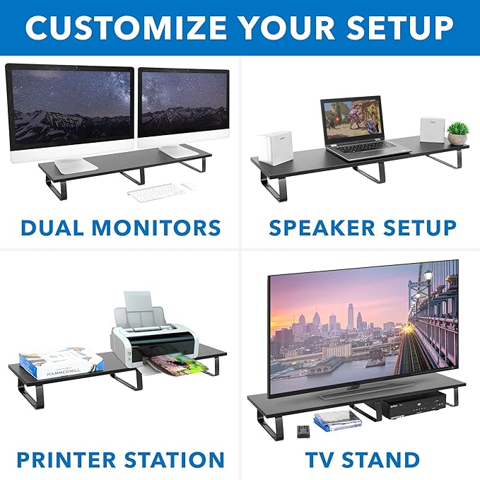 Mount-It! 39" Extra Long Dual Monitor Stand Riser – Ergonomic Desk Organizer - Image 3