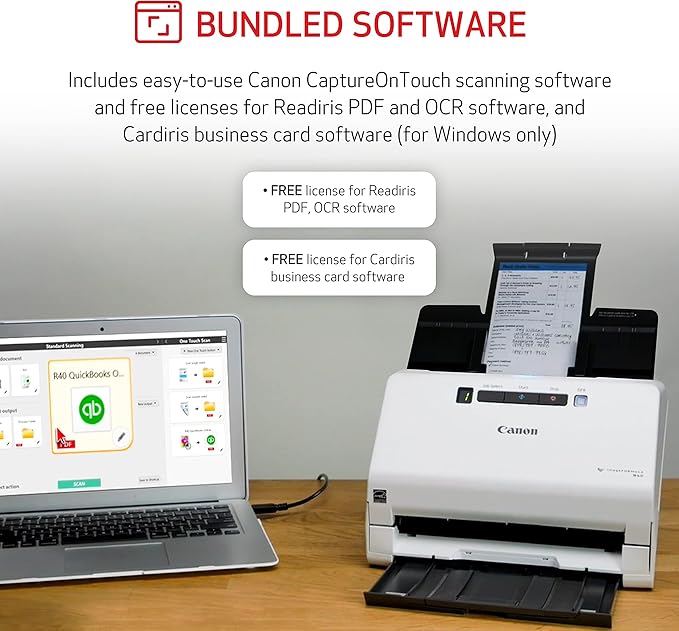 Canon imageFORMULA R40 Office Document Scanner Receipt Edition, - Image 4