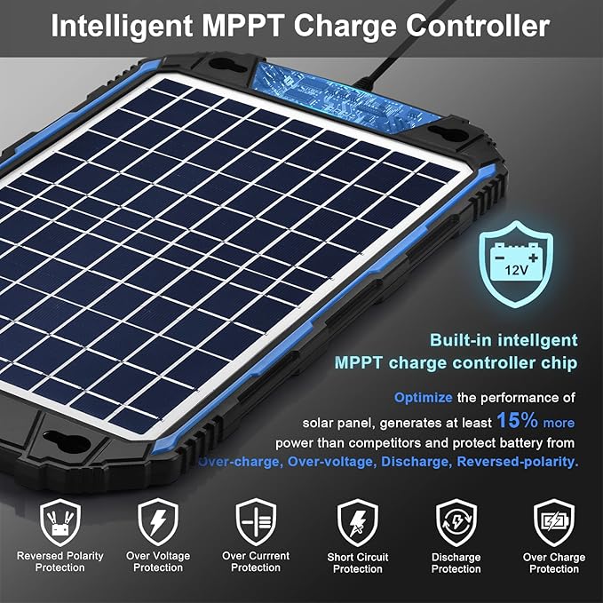 SUNER POWER Waterproof 10W 12V Solar Battery Charger & Maintainer Pro, Built-in - Image 2