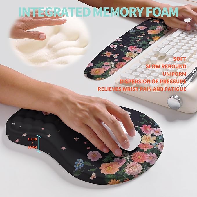 KUOSGM 2-in-1 Ergonomic Set, Wave Rise Keyboard Wrist Rest and Massage Bulge - Image 4