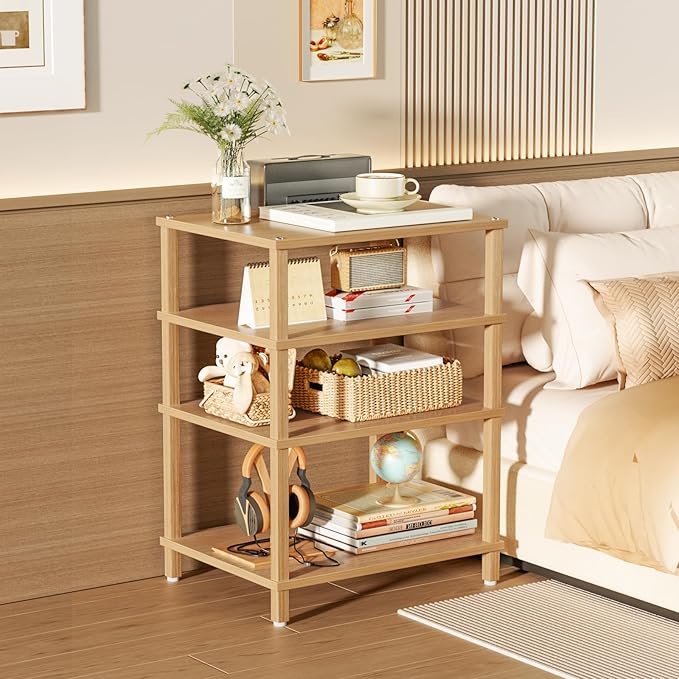 LELELINKY 4-Tier AV Media Player Stand Set of 2, Natural Stereo Cabinet - Image 9