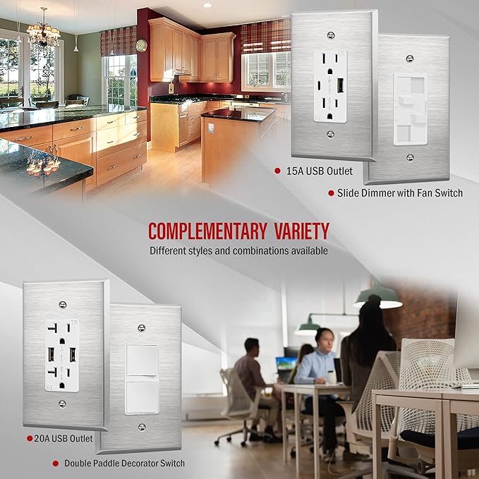 ENERLITES Decorator Switch or Receptacle Outlet Metal Wall Plate, Corrosion - Image 5